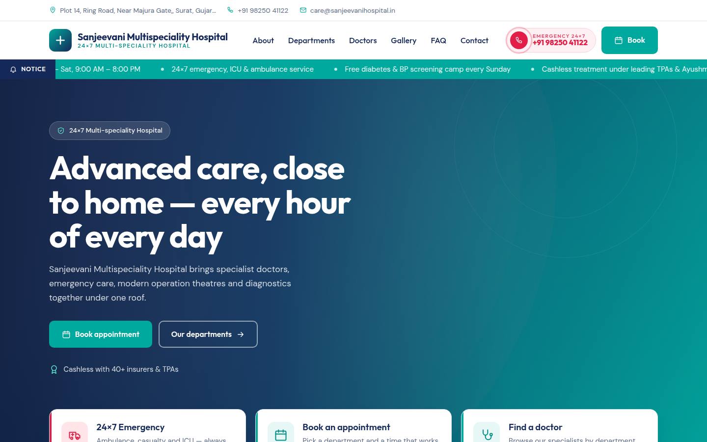 Metro — multi-speciality hospital website design