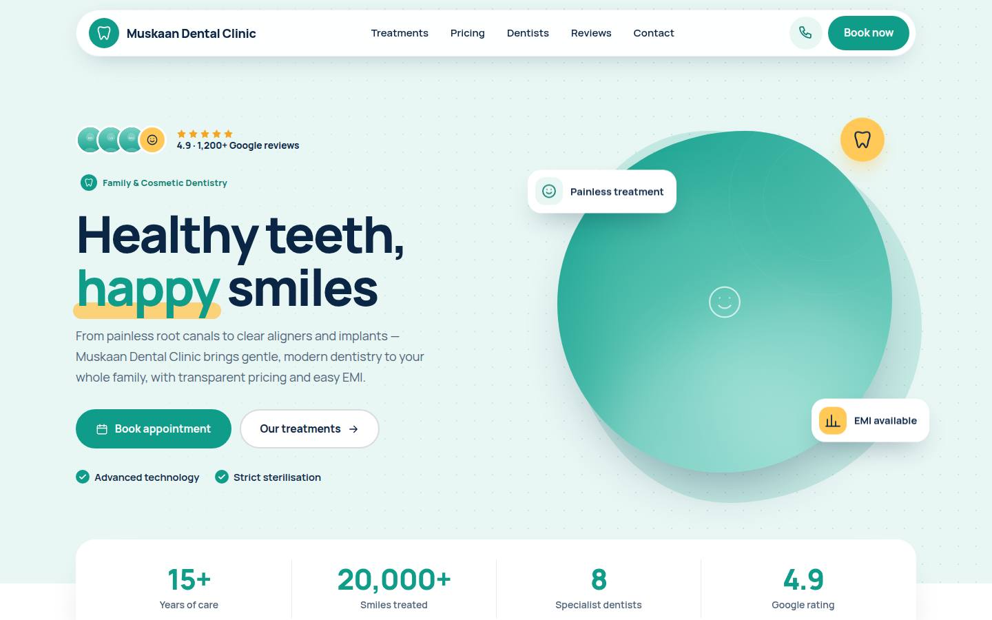 Smile — dental clinic website design