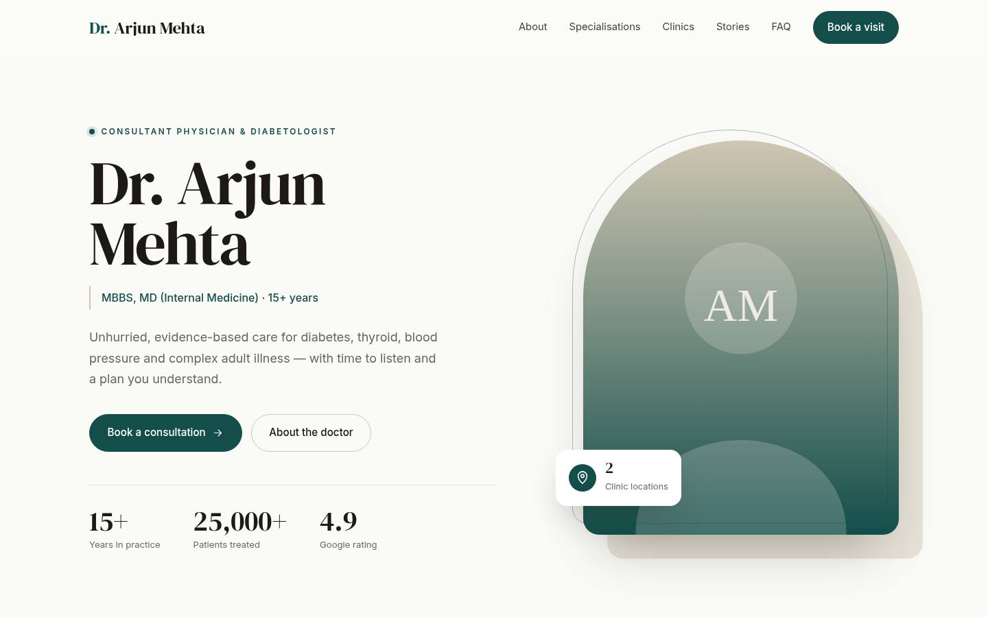 Solo personal doctor website design