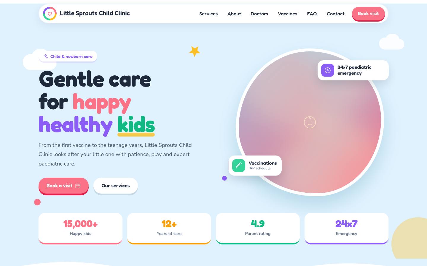 Tiny paediatric clinic website design